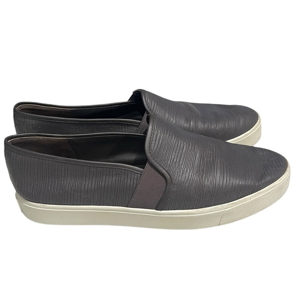 Vince Women’s Blair Embossed Leather Slip On Sneaker SZ 8.5 Charcoal Grey